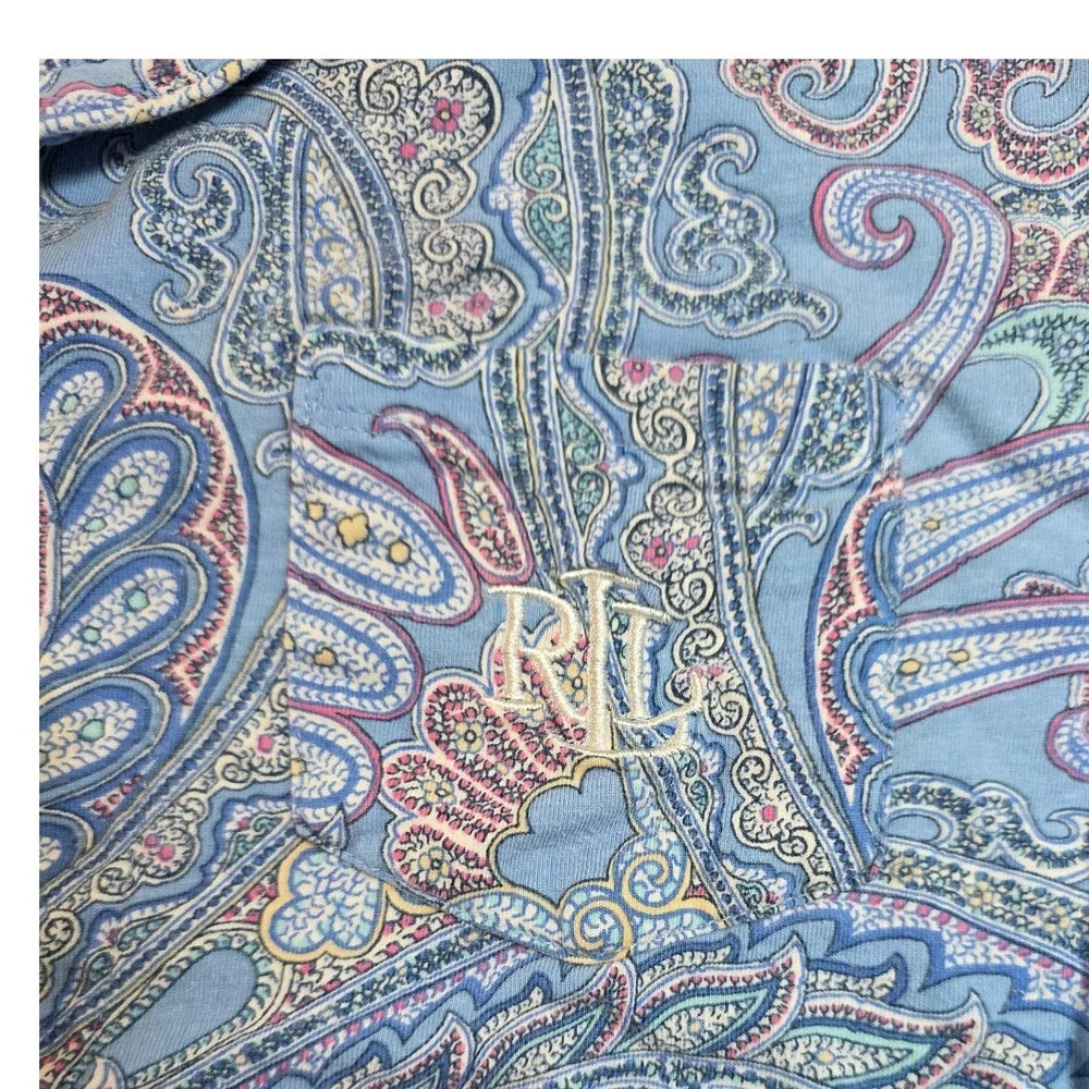 Lauren Ralph Lauren Womens XS Blue Paisley Pajama‎ Set RLR Capri Pants Shirt PJs